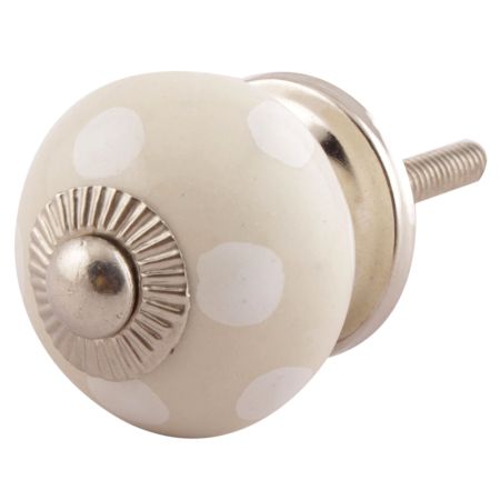 Cream Dotted Small Ceramic Drawer Knobs Online 